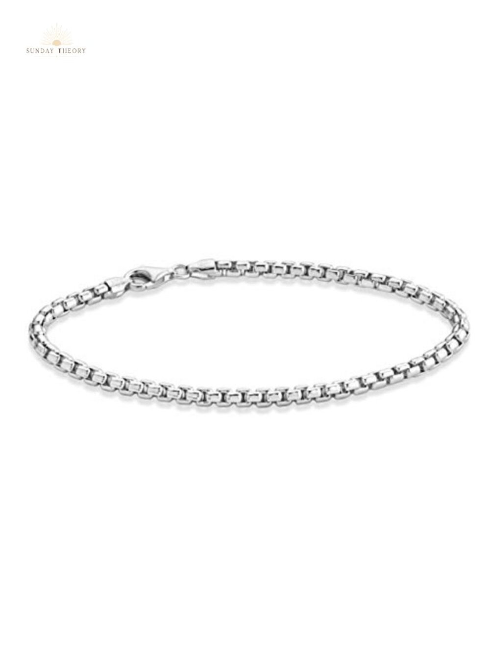 925 Sterling Silver 3.5mm Box Chain Bracelet Unisex Lobster Clasp